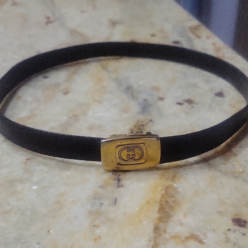 Black Leather Belt  with Gold Clasp